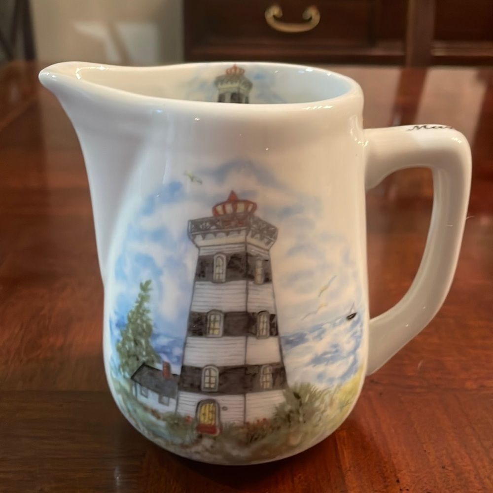 Lighthouse Ceramic Milk Creamer Container Pourer Server Made in Canada